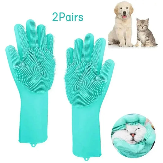 Pet Perks® 4-in-1  Dog Grooming Glove – Bath, Scrub, De-Shed, Clean